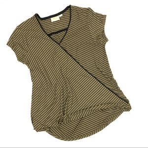 Anthropologie Maeve V-Neck Top Striped Large